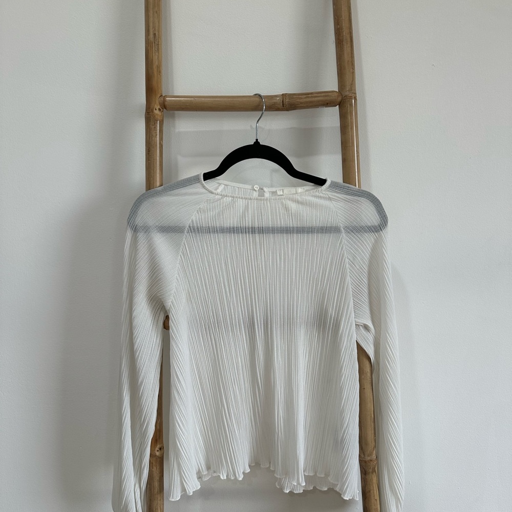H&M White Pleated Blouse